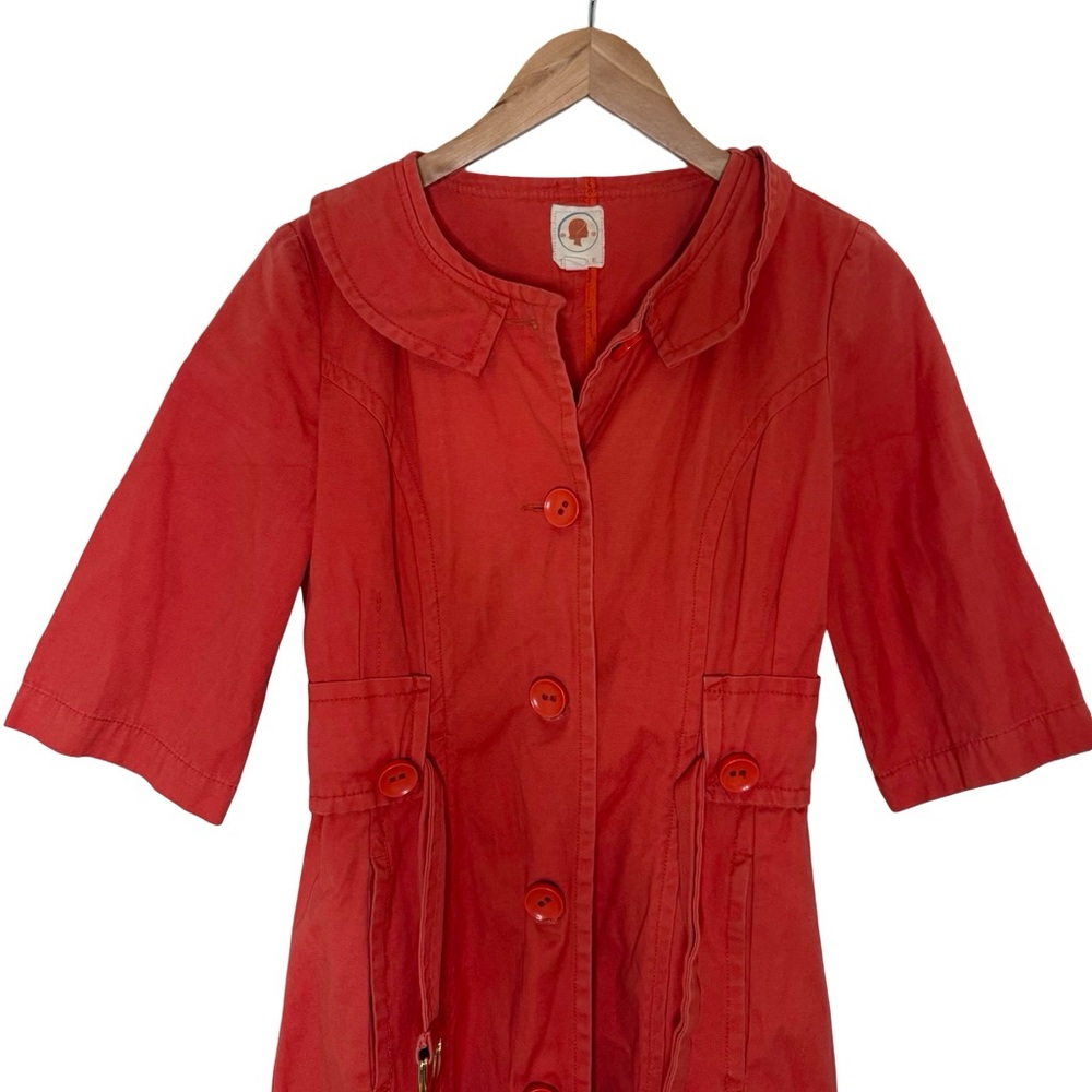 Anthropologie Tulle Cottage Orange Jacket Mid / Short Sleeve Small S - Picture 2 of 4